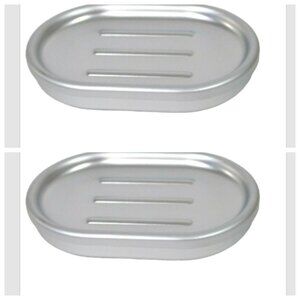 Set of 2 Made By Design Soap Dish Aluminum Silver Bath Bathroom 3.3" x 5" NEW